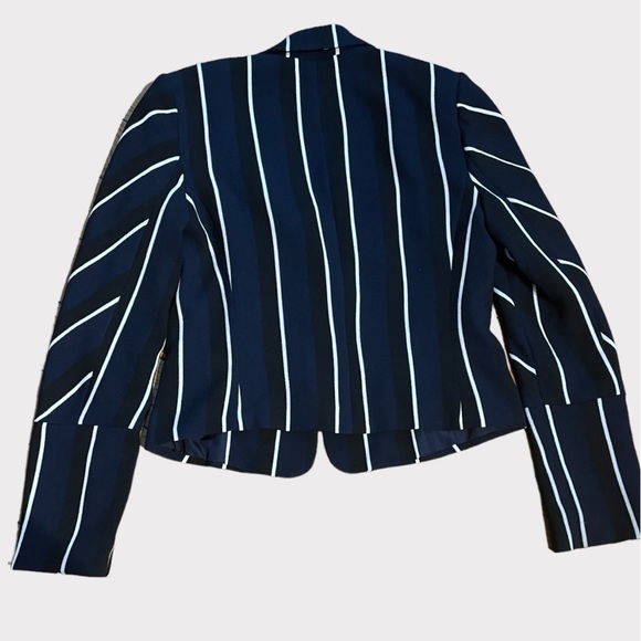 WHO What Wear Navy Black and White Striped Blazer Size S - Picture 2 of 5